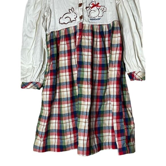 Vintage Oshkosh B’Gosh Girls Plaid Bunny Squirrel print‎ Dress Size 6 - Picture 3 of 13